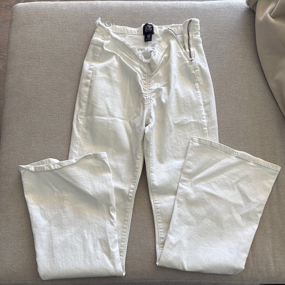 BDG White Frayed Denim Jeans